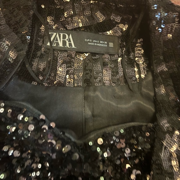 Zara Black Iridescent Sequin Jacket and Tube Top Set - Picture 2 of 3